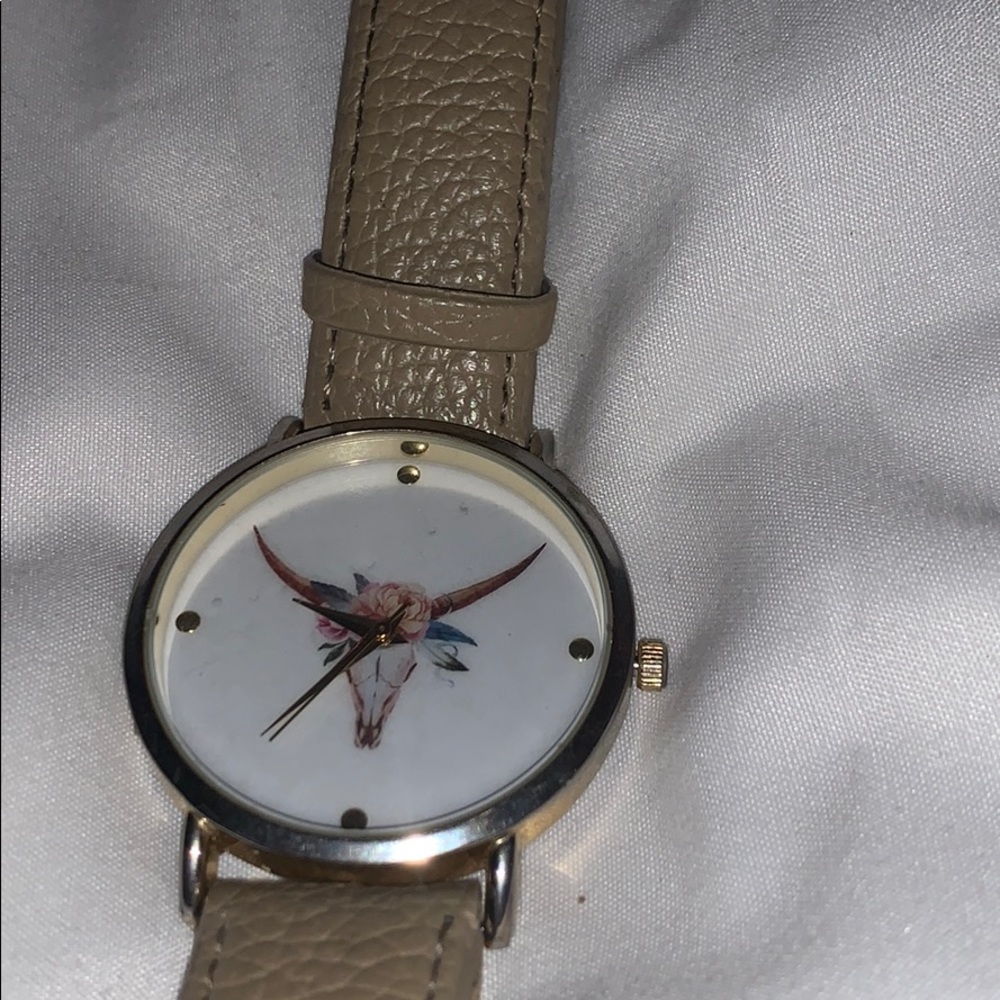 Steer Skull & Flowers Watch